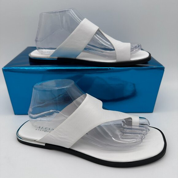 NWOT Alfani Women's Freddee Toe-Ring Flat Leather Slide Sandals, Size 8M,‎ White - Picture 5 of 12